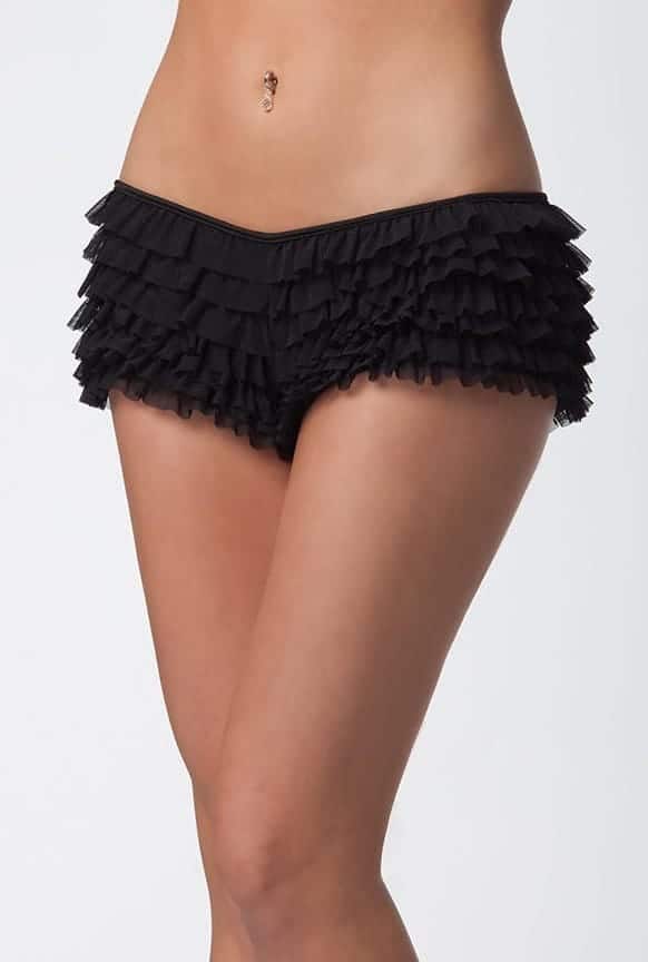 Coquette Ruffle Booty Shorts Black front
