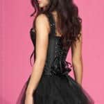 Black Satin Bodice with Lace and Sequins CR3658.01 bv2