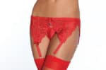 French Lace Garter Belt Red CQ407 fv