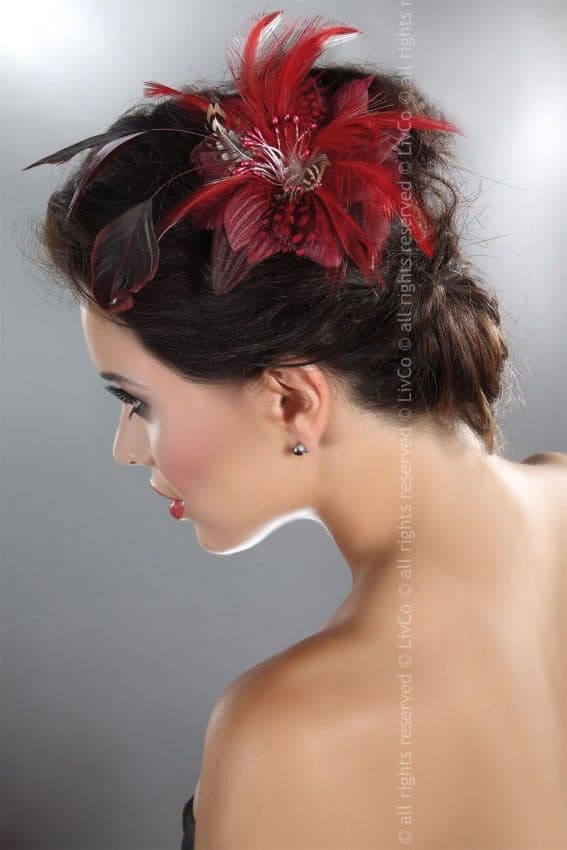 Livco Corsetti Red Hair Clip with Red Feathers model 8