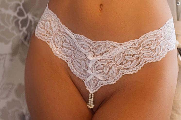 Bracli Your Night White Pearl G String front