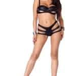 Forplay 2 Piece Faux Leather Set with Cutout Bra and Strappy Panty 665326 fv2