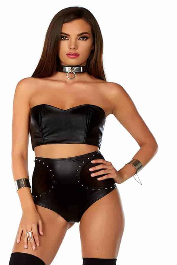 Forplay Faux Leather Bandeau Top 665354 front