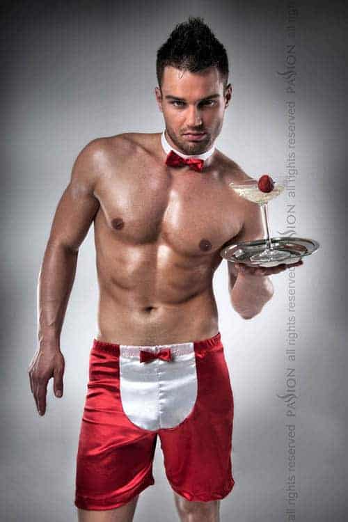Passion Satin Waiter Boxer with Bow Tie front