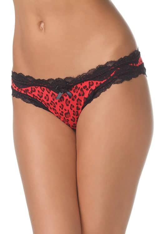 Coquette Crotchless Red Leopard Panty Plus CQ141 front